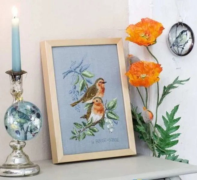 

Gold Collection Beautiful Counted Cross Stitch Kit Etude au Rouge Gorge Two Robbin Birds