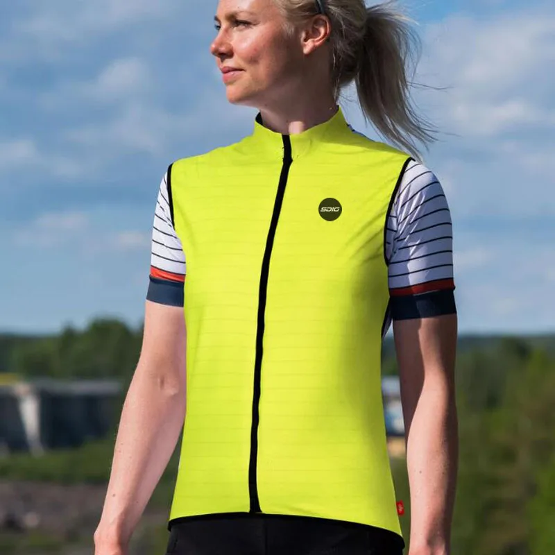 

Pro team Women cycling yellow vest Lightweight windproof vest MTB Bicycle Mountain bycicle Clothing sleeveless jacket