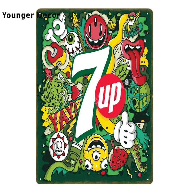 Безалкогольные 7up металлические жестяные знаки 7 UP ВИНТАЖНЫЙ ПЛАКАТ Искусство Настенная Наклейка картина бар паб кафе украшение домашний декор в стиле ретро YI-052