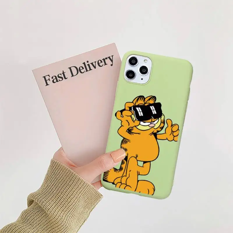 

Garfield Funny animals Phone Case Candy Color for iPhone 6 7 8 11 12 s mini pro X XS XR MAX Plus