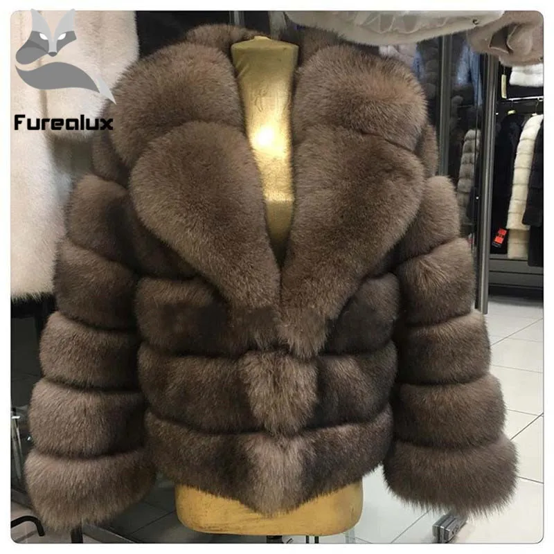 Model 1 Зимняя шуба из натурального Лисьего меха, толстая теплая имитация саблей, Женский светильник, коричневая короткая куртка, шуба из лисьего меха - Цвет: Model 1