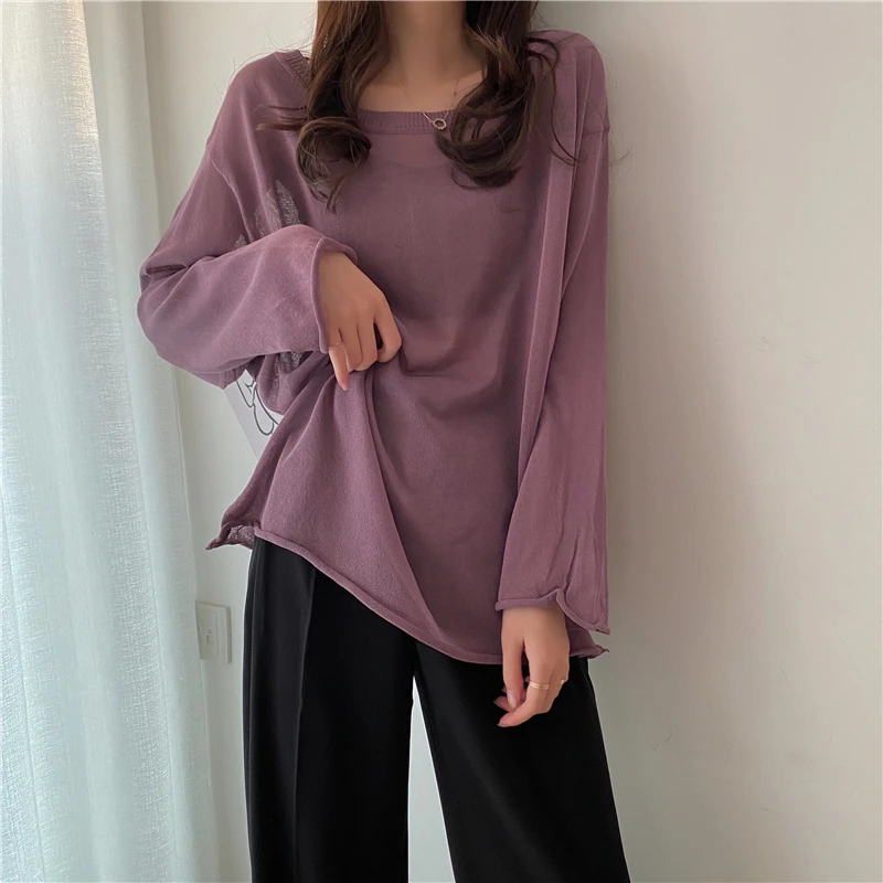 

YTX580 2021 new loose mid-length summer thin sunscreen sweater T-shirt
