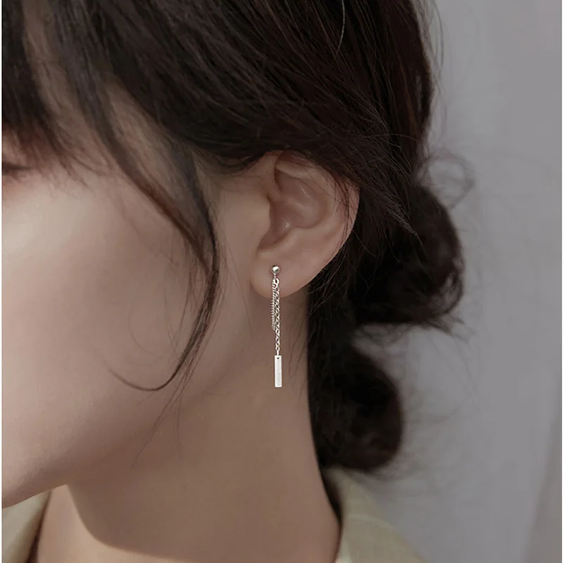 

FMILY Minimalist 925 Silver Needle Geometric Tassel Earrings Retro Fashion All-match Exquisite Jewelry for Girlfriend Gift