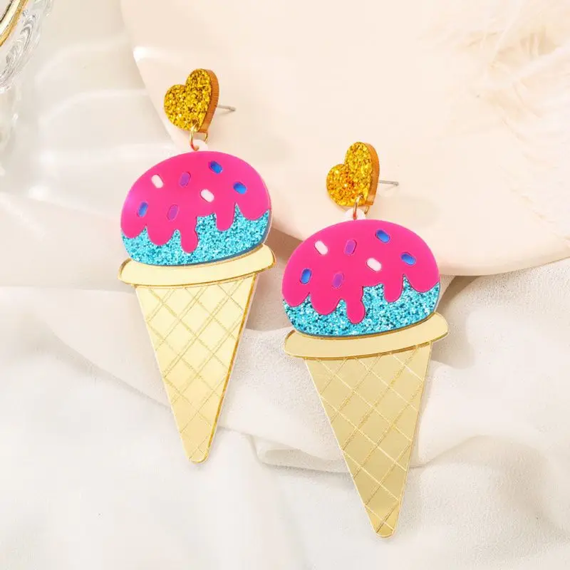 

Acrylic exaggerated Ice Cream Drop Earrings For Women Personality Punk funny Drop Earrings Fashion Jewelry