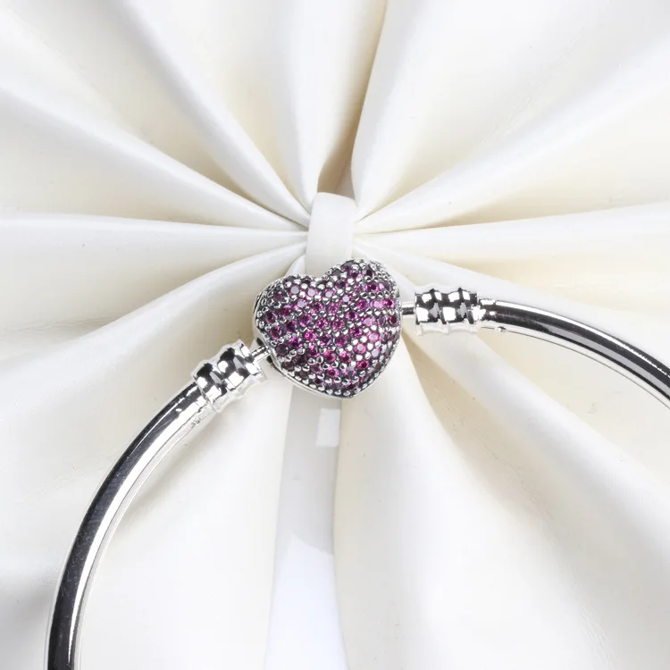

Hot S925 Sterling Silver Heart-shaped Clasp Bracelet With Heart-shaped Buckle Gift For Girlfriend