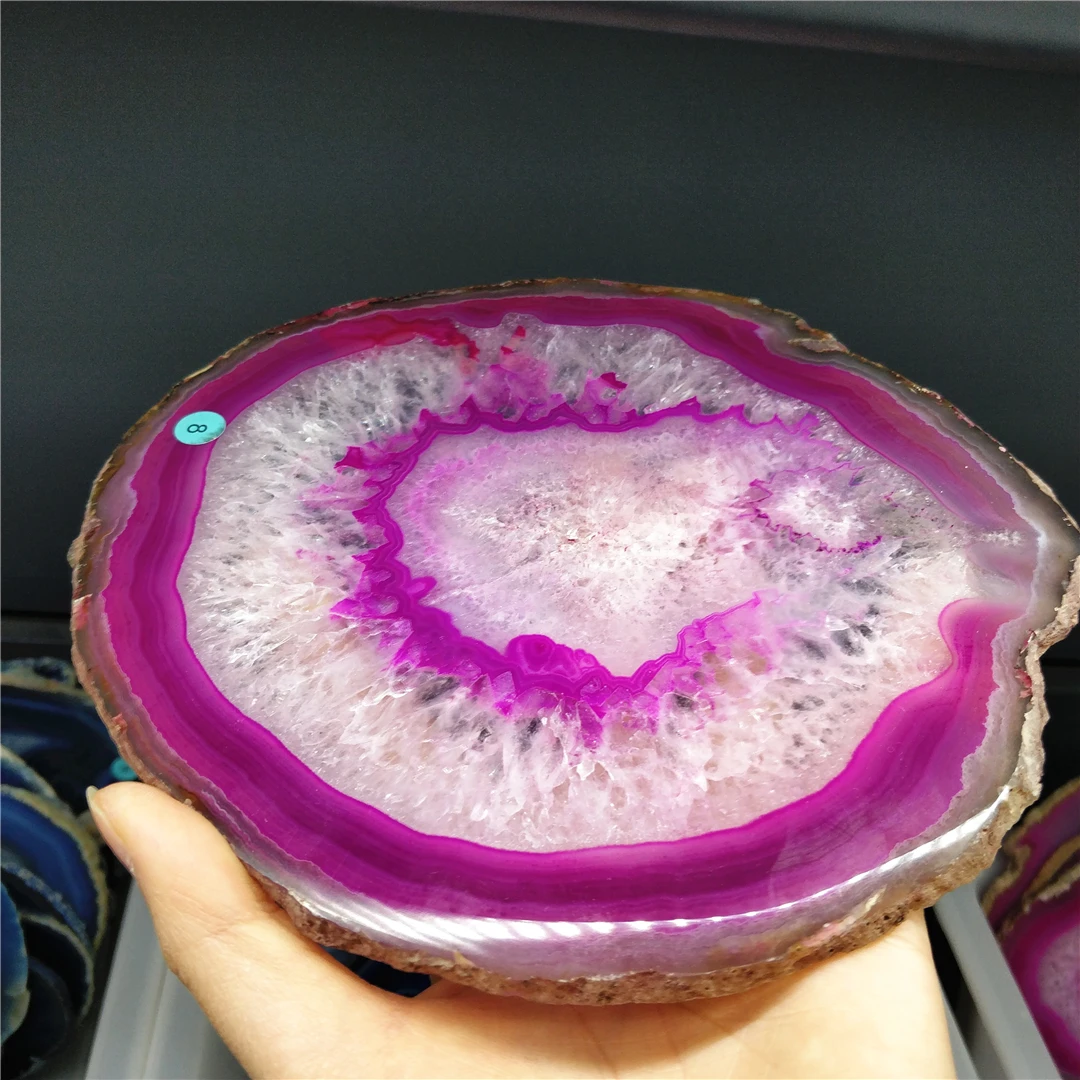 

15-18CM Pink & Blue Agate Slabs Rough Natural Stones Slice Original Crystal Quartz Coasters And Holders Kitchen Accessory Decor