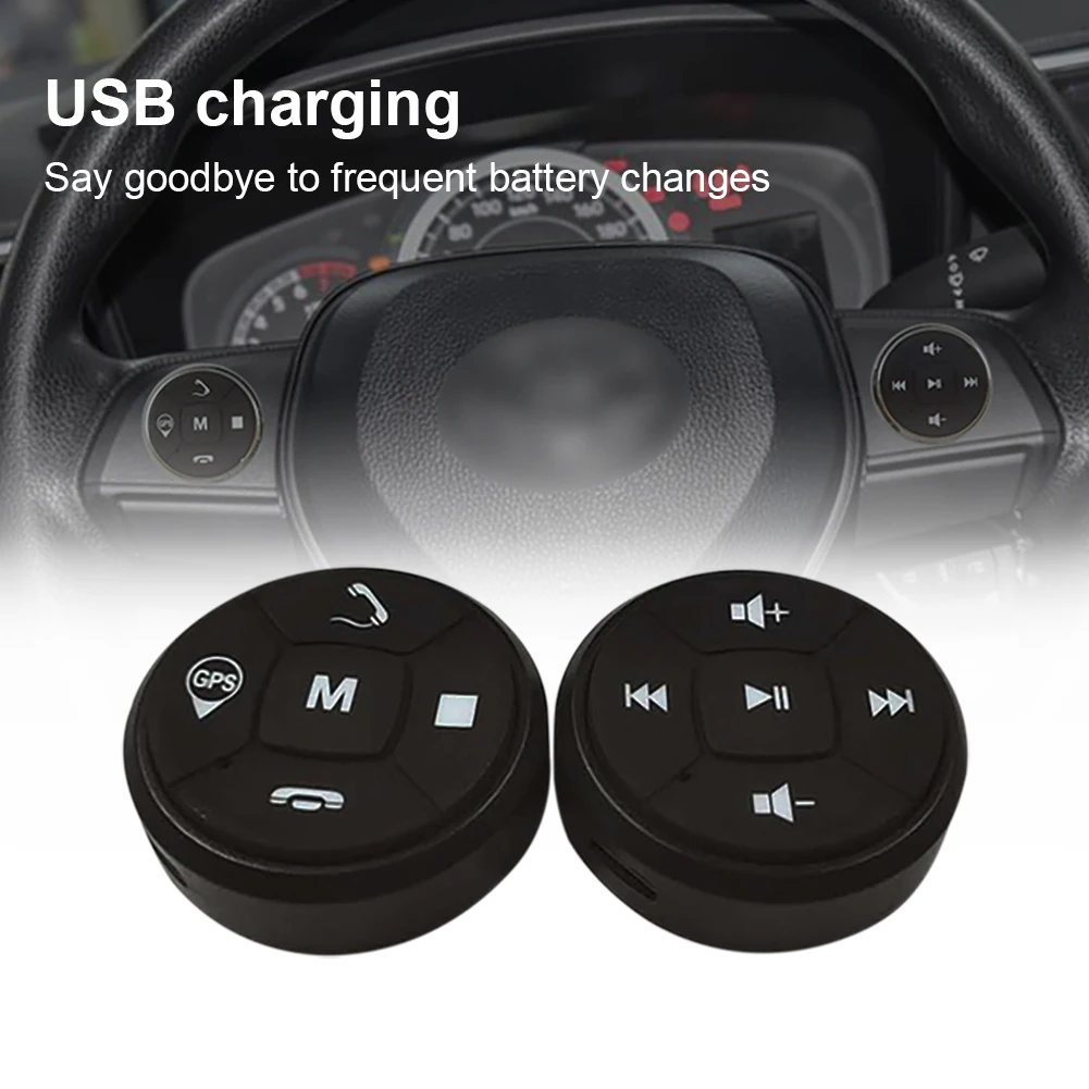 

1Pair Universal Wireless Car Steering Wheel Controller Bluetooth Multi Media Music DVD GPS Navigation Remote Control Buttons
