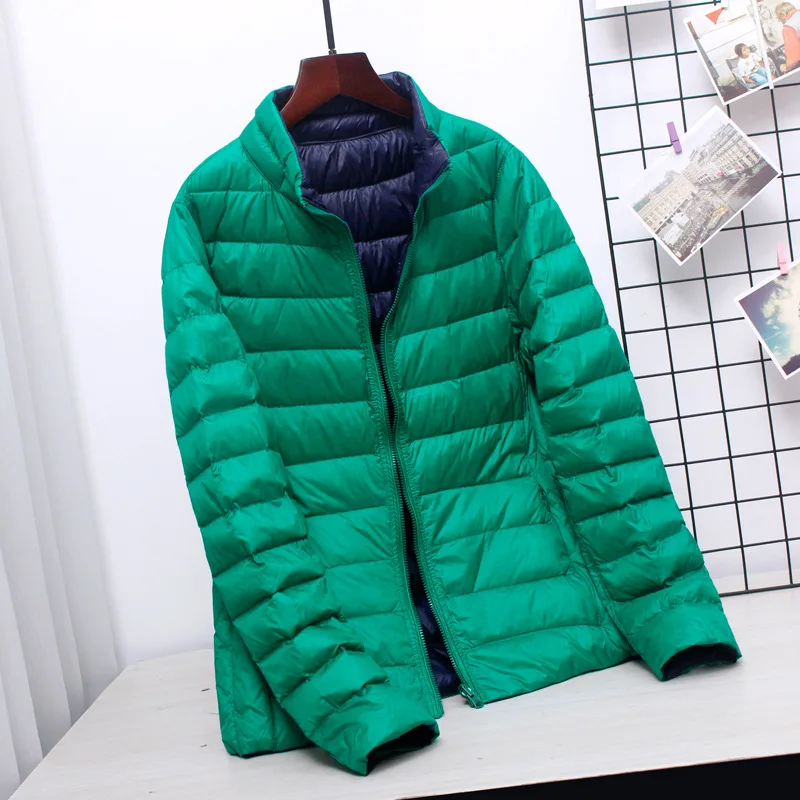 Women Ultra Down Jacket Light Down Jacket Women Feather Double Side Windbreaker Reversible Lightweight Coat Parks