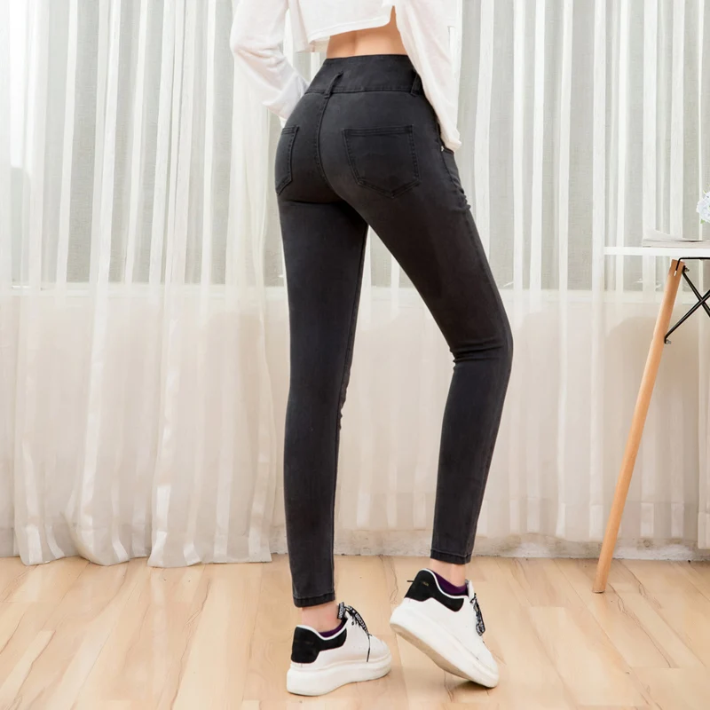 LEIJIJEANS, обтягивающие повседневные женские джинсы большого размера с высокой талией, удобные длинные женские джинсы размера плюс, черные, серые обтягивающие женские джинсы 9202