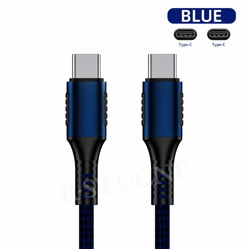 Кабель usb type-C-usb type-C для samsung S10 S9 Note 9 PD QC 3,1 кабель для быстрой зарядки и передачи данных для Xiaomi Redmi Note 8 7 кабель USB C - Цвет: Синий
