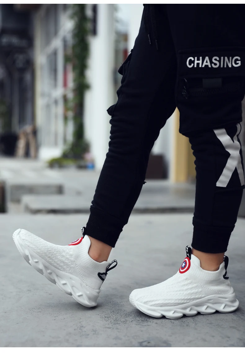 PandaQ/Детские Белые Повседневные кроссовки для мальчиков и девочек; chaussure enfant; корейские спортивные туфли для студентов; Капитан Америка