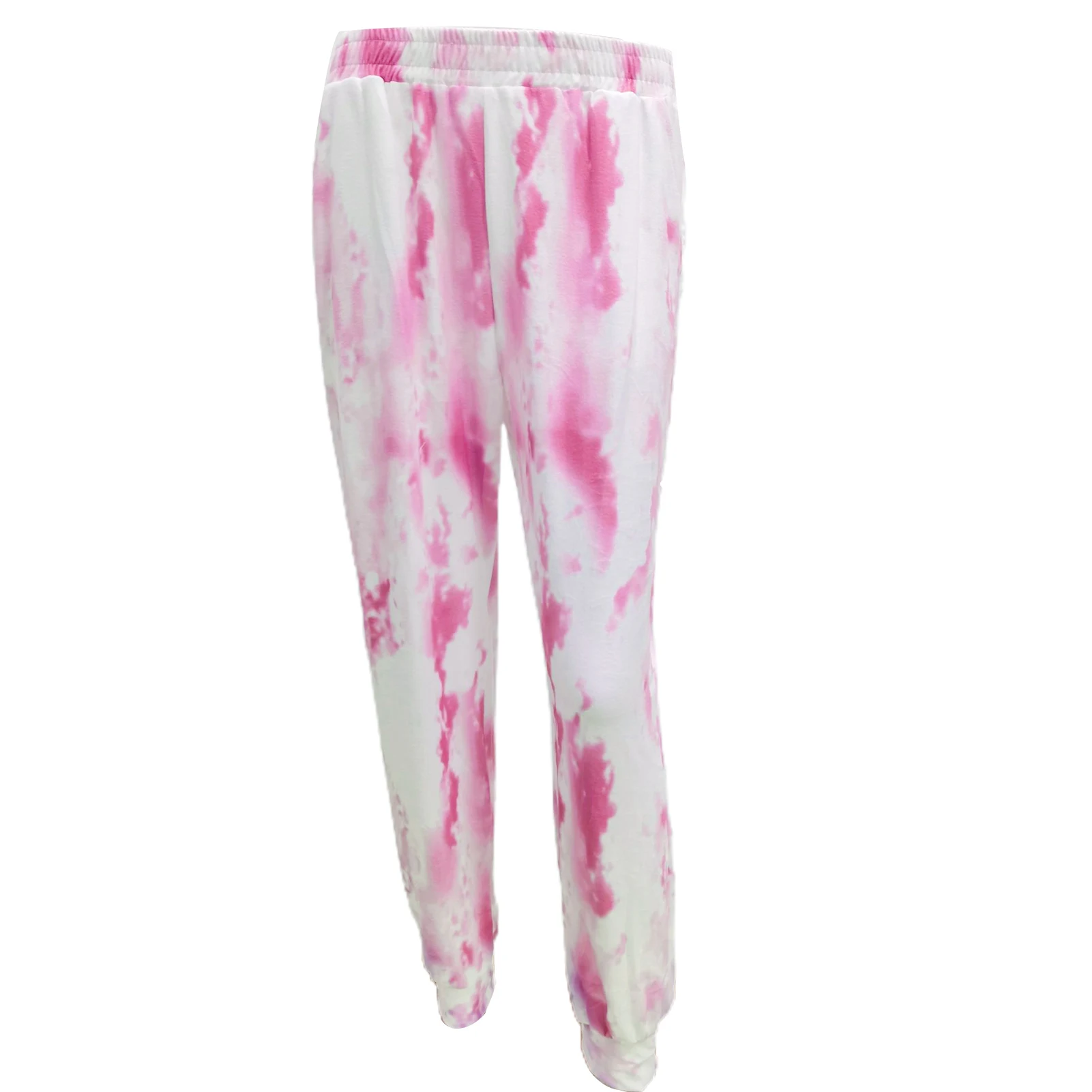 

Women Elastic High Waist Rainbow Tie-dye Slim Casual Pants Street Style Trousers