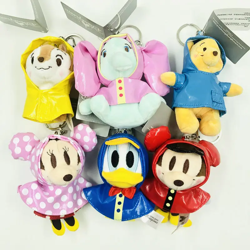 

Disney Cute Winnie The Pooh Bear Mickey Minnie Dumbo Donald Duck Raincoat Plush Doll Bag Pendant Keychain