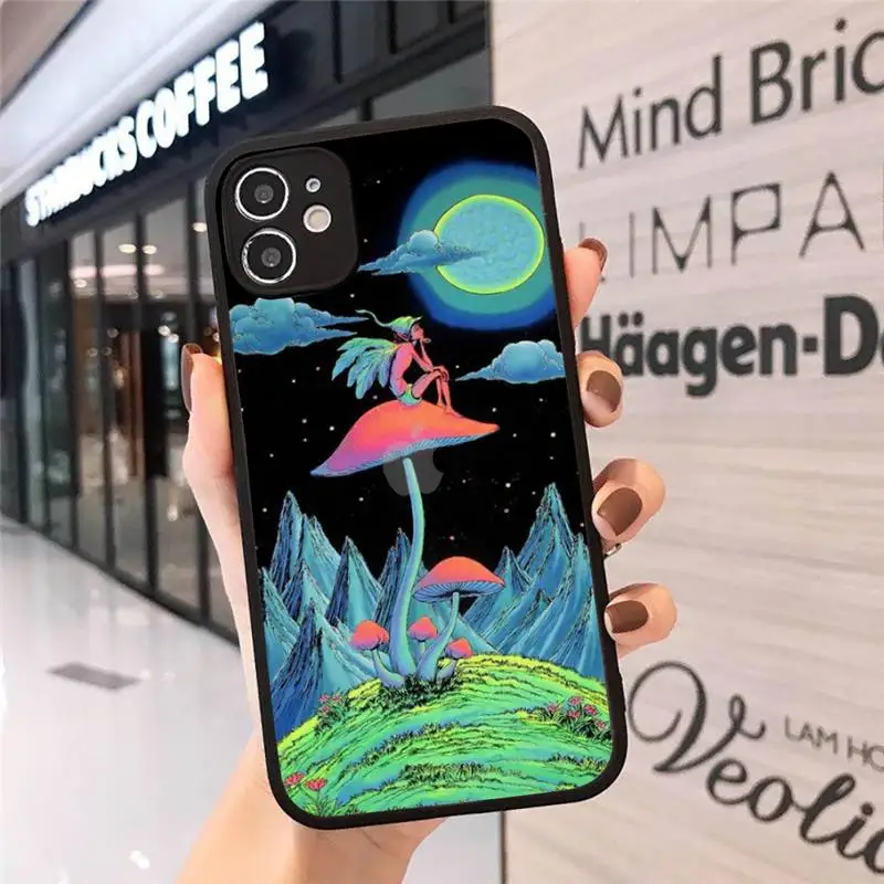 

Colourful Psychedelic Trippy Art Phone Case Matte Transparent for iPhone 7 8 11 12 s mini pro X XS XR MAX Plus cover funda