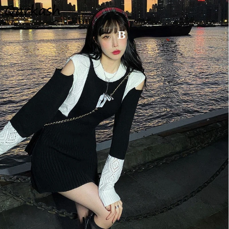 

Платье женское трикотажное в стиле пэчворк, модное ажурное мини-платье в стиле ретро, мягкое уличное популярное, на весну