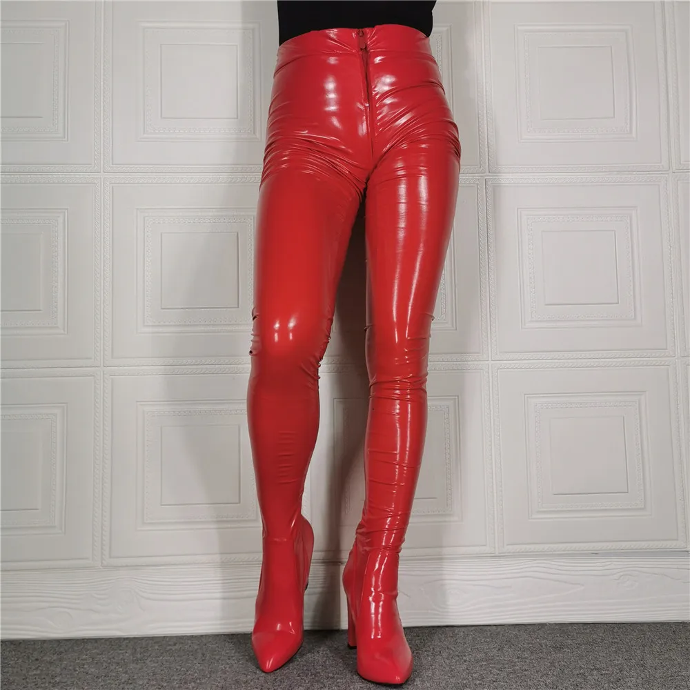 Колготки женские латексные Стрейчевые сапоги красные размер 45 46 47 2022 | Обувь