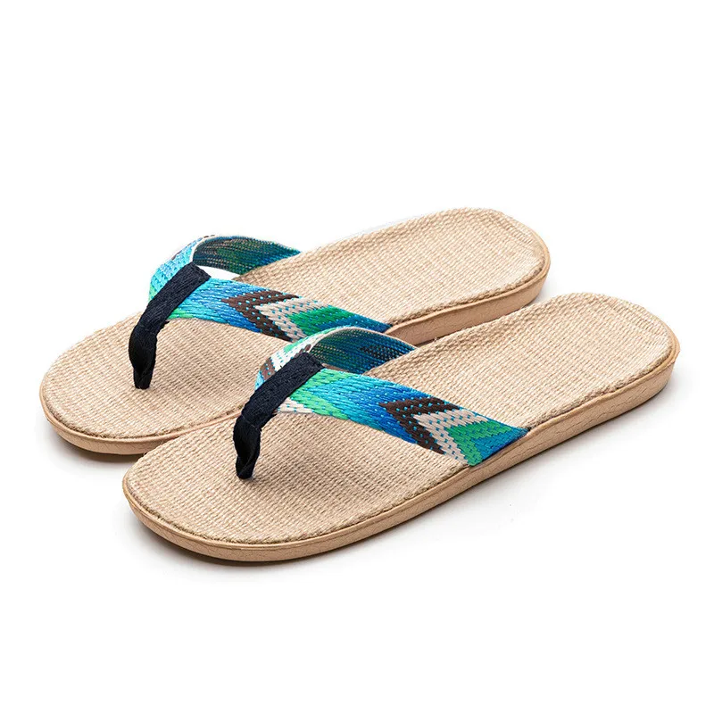 

Unisex Home Linen Slippers Flower Clips Ladies Beach Slippers Soft Bottom Linen Slippers Ladies Men's Platform Summer Sandals
