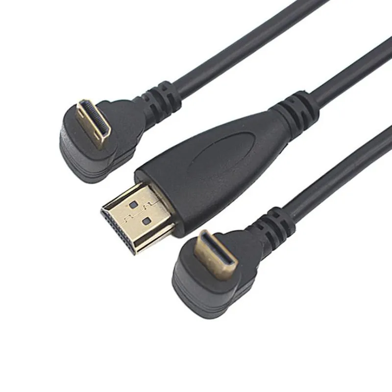 

90 Degree Opposite Right-angle Mini HDMI Male to HDMI Male Converter Adapter Cable Converter Adapter HDTV Connector 0.5m/50cm