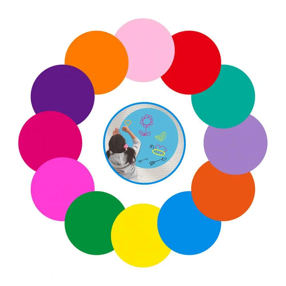 

12Pcs/Set Convenient Board Sticker Art Chalkboard Wall Sticker PVC Self-adhesive Erasable Round Wall Decal Blackboard Stickers