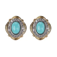 s925 sterling silver gold plated turquoise stud earrings fashion creative european and american geometric womens earrings