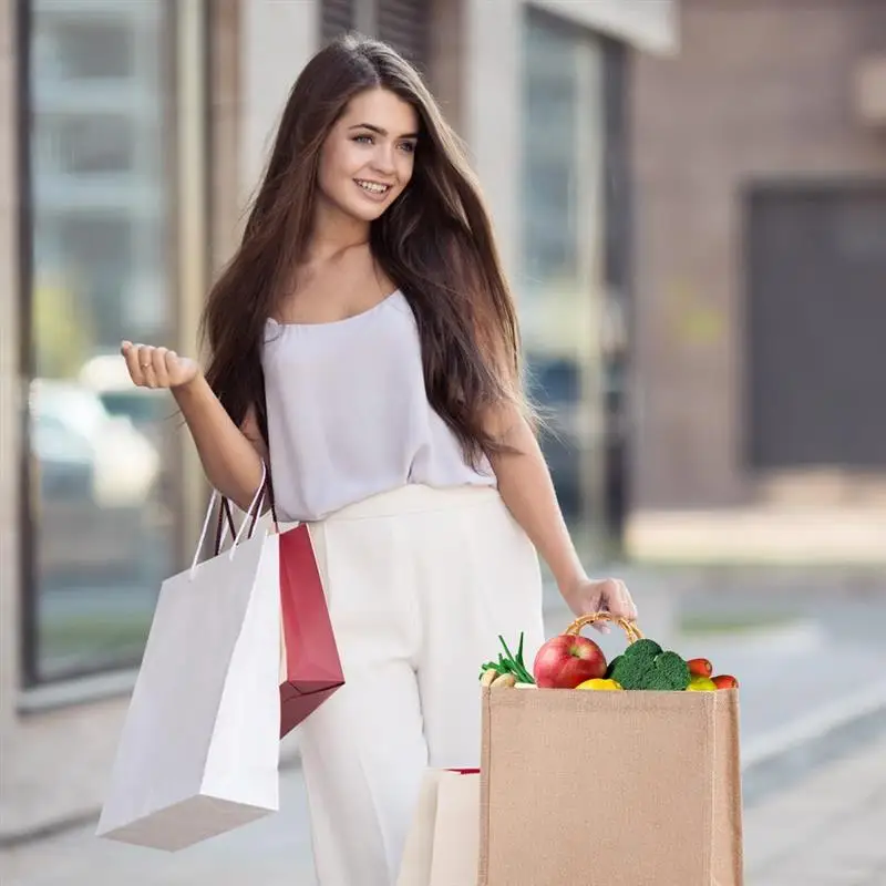 

Women's beach Portable Shopper Bag Jute Waterproof cosmetic Storage bag pouch kitchen for storage and order Home supplies