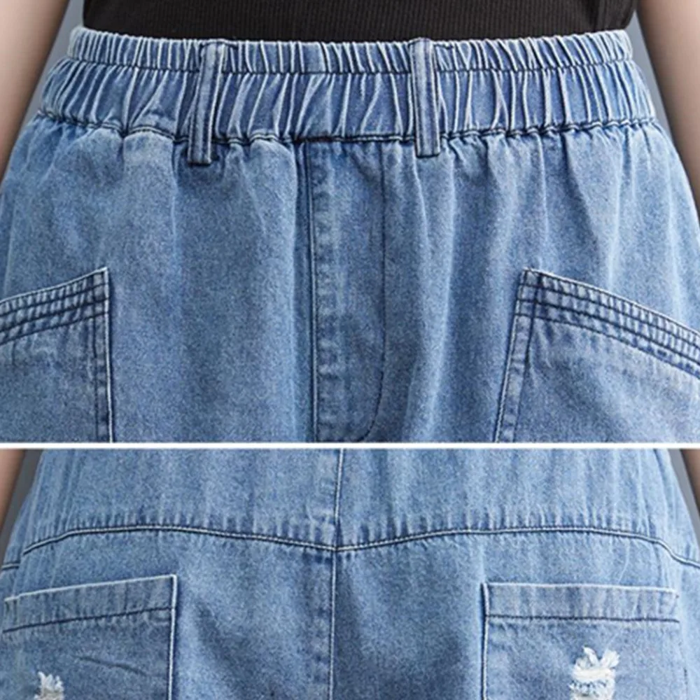 Fashion Denim Shorts Women High Waist Summer Pants Loose Wide Leg Jeans | Женская одежда