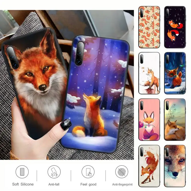

Cute Cartoon Animal Fox Black Silicone Mobile Phone Cover Case For Samsung Galaxy S9 S10 S20 S21 S30 Plus Ultra S10e S7 S8