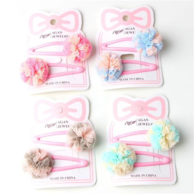 2 шт. милые заколки для волос с помпонами маленьких девочек эластичная лента