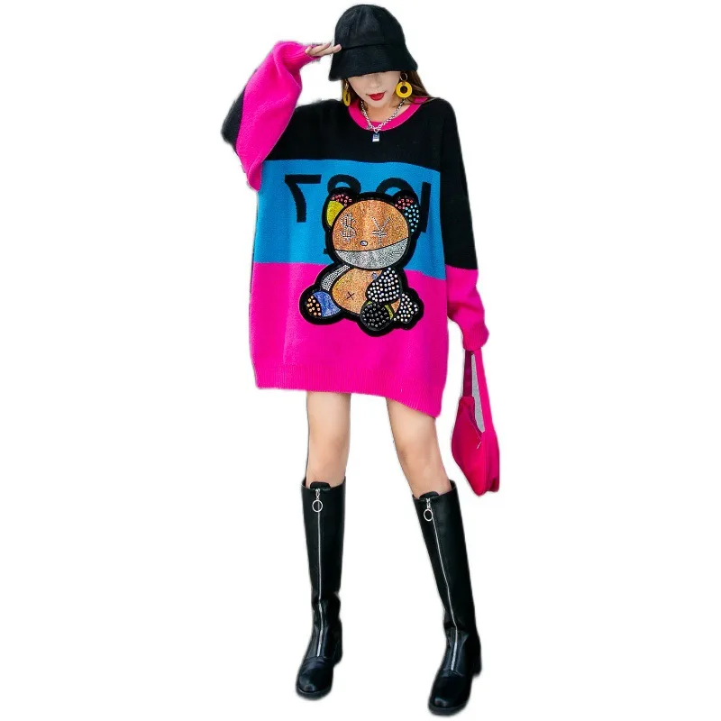 

Women's sweaters free shipping knitwear femme hiver 2021 zevity Tops new year jerseys Thick anime sweaters with teddy bears