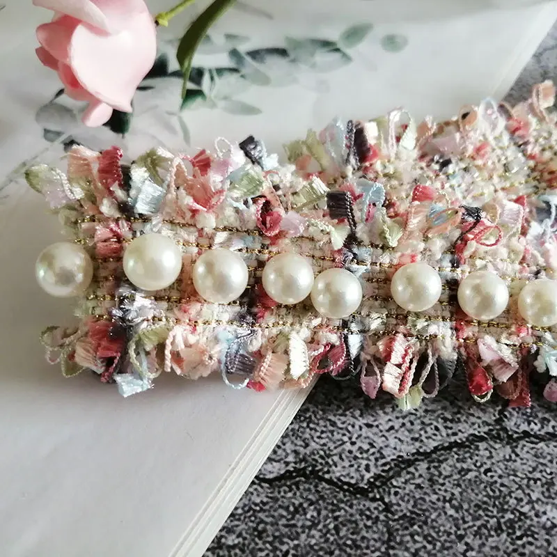 1 метр 30 мм лента с жемчужными бусинами и кисточками кружевная отделка для шитья