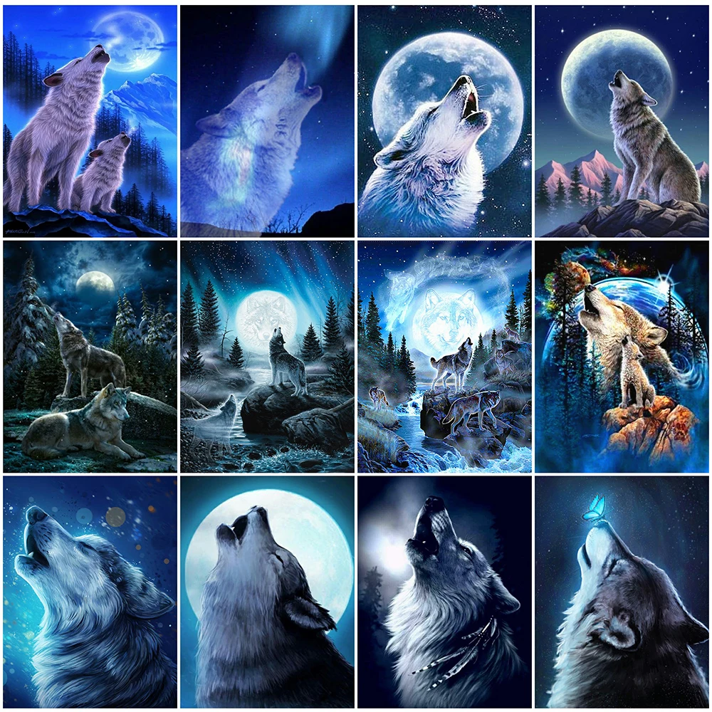 

Diamond Embroidery Animal Picture Of Rhinestones Painting 5D Wolf Art Kits Winter Home Decor
