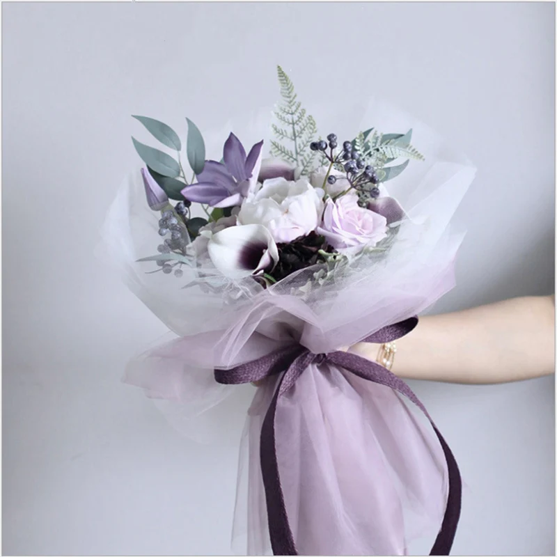 5 шт./лот ткань из органзы Цветочные материалы для упаковки цветов цветочная