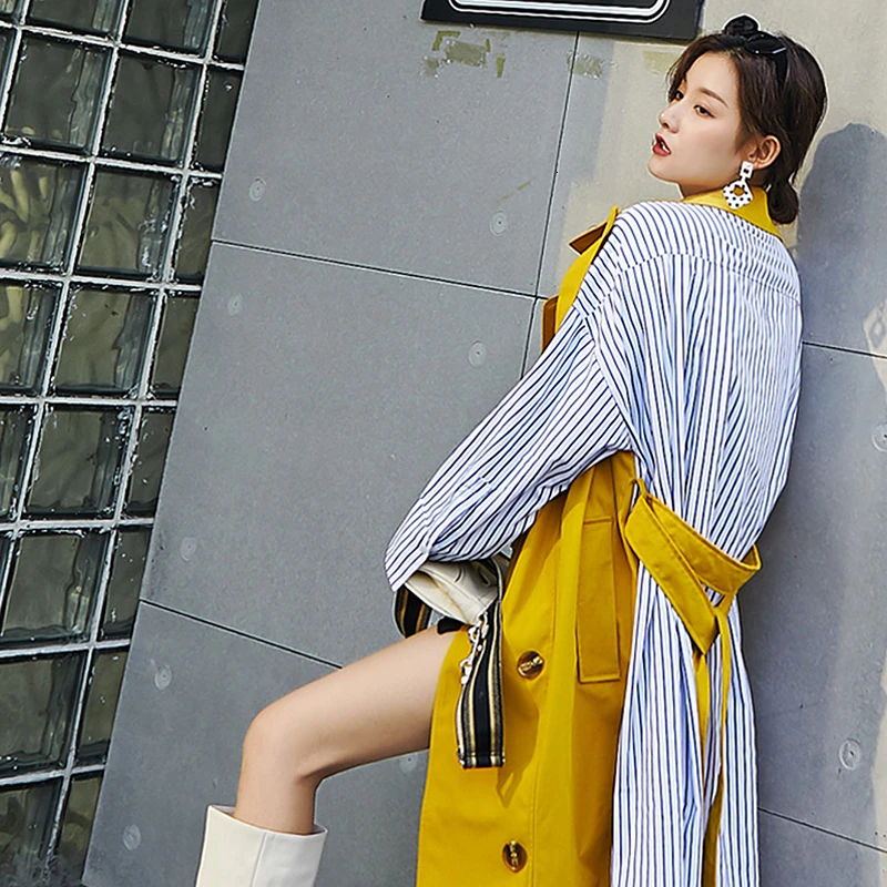 Осень 2021 Женский Длинный плащ британский стиль винтажное длинное пальто