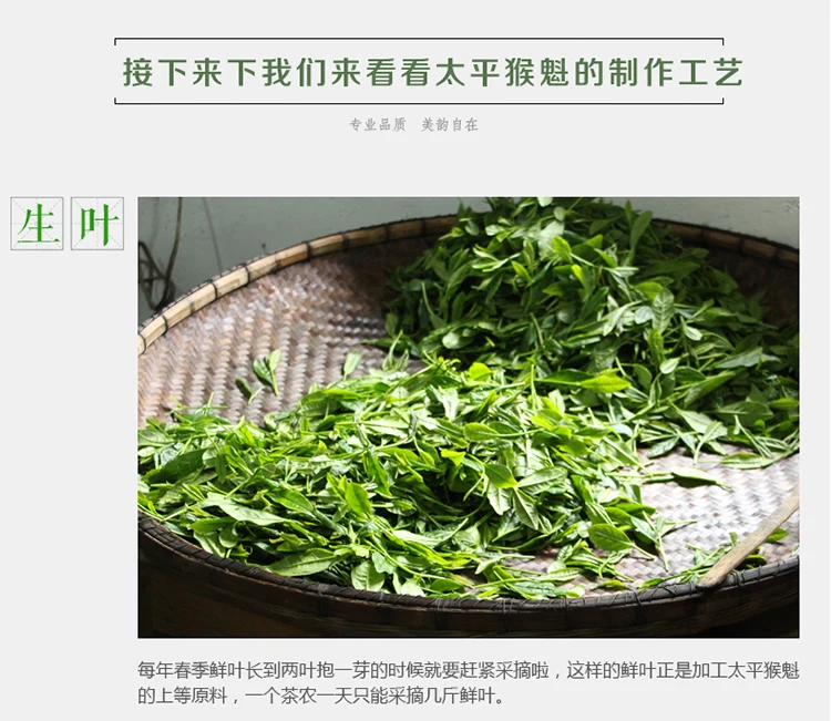 250g 500g Green Tea New Tea Spring Tea Alpine Tea Taiping Monkey Kui Tea, a specialty of Huangshan, Anhui Province