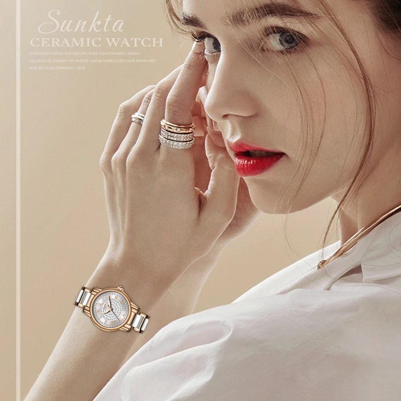 Часы SUNKTA женские кварцевые водонепроницаемые|Женские часы-браслеты| |