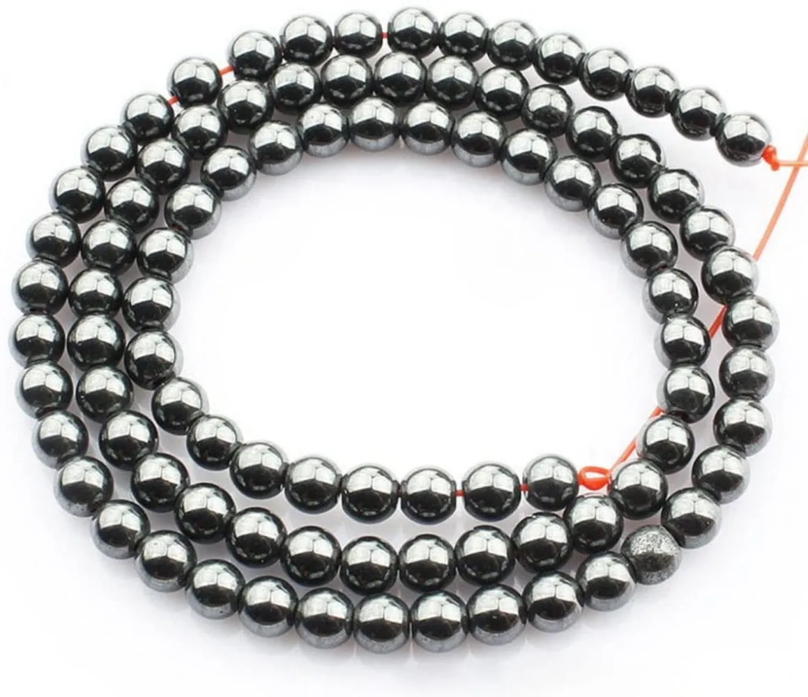 4/6/8/10/12MM Hematite Round Beads for DIY Making Jewelry Bracelet Necklace Loose Balls Sphere Stone NO Magnetic Rainbown Gold | Украшения