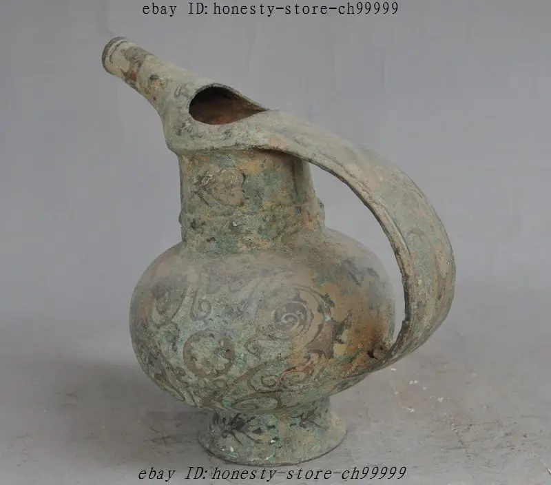 8 &quotстарая китайская династия Чистая Бронзовая медная кувшин фляжка для вина