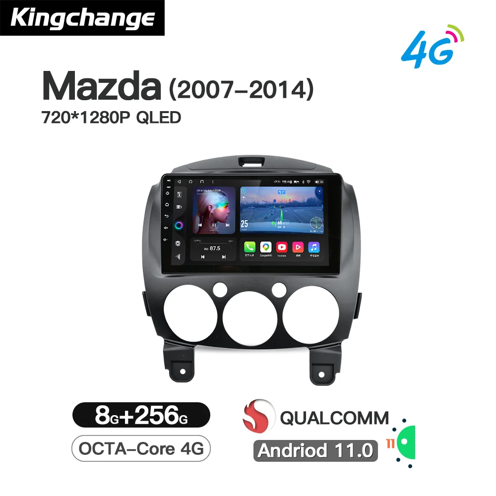 

Kingchange Octa-Core Android 11 автомобильный видеоплеер для Mazda2 2007 -2014 радио Мультимедиа Стерео GPS Carplay радио