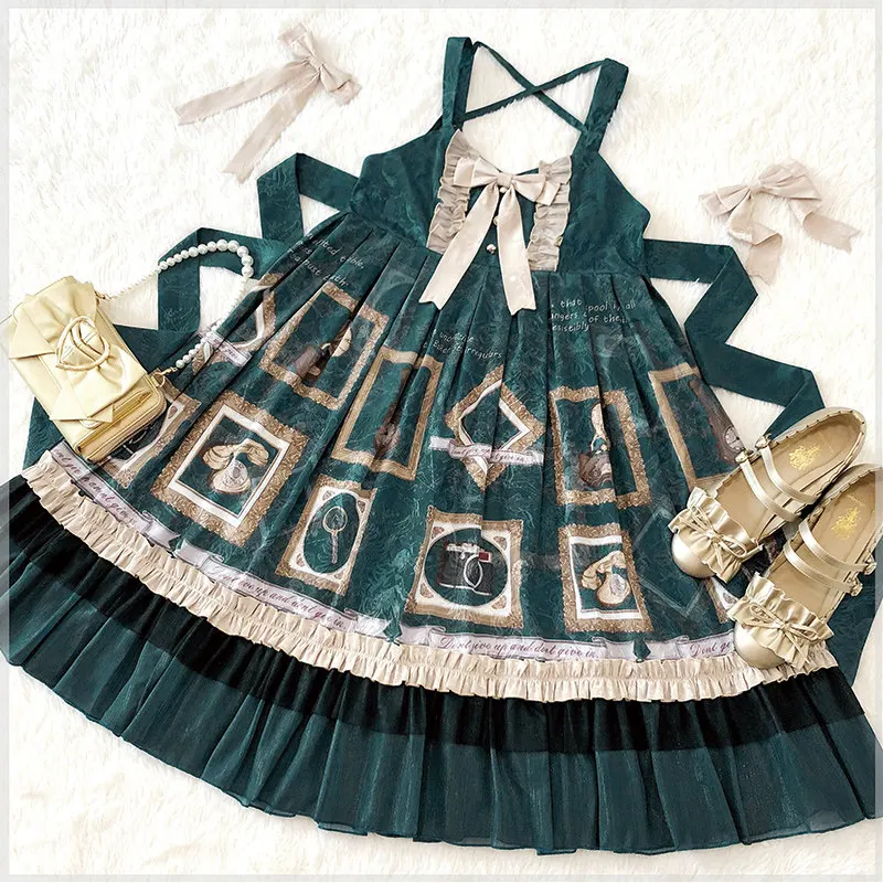 

Summer dresses gothic style lolita dress palace bowknot kawaii dress printing gothic lolita jsk sleeveless victorian dress cos
