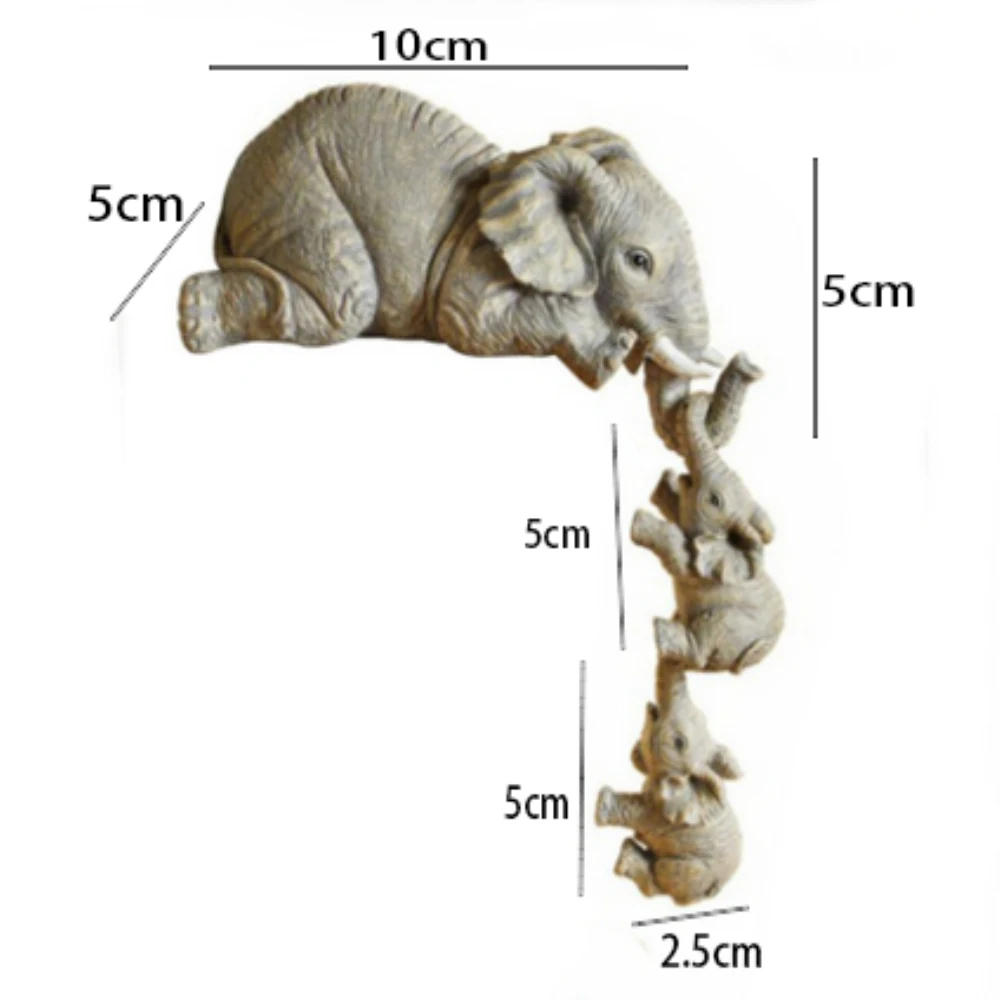 

Elephant Resin Crafts Hand-Painted Figurines Three-piece Elephant Mother And Two Babies Ornaments Home Livingroom Decorations