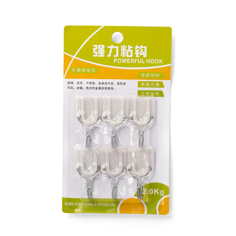 6 шт. крепкий клейкий Бескаркасный крючок для подвешивания кухонной сумки