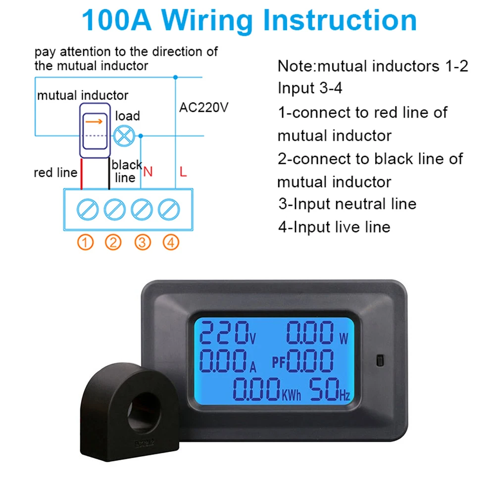 DC10KW 100V 100A цифровой измеритель напряжения индикатор мощности энергии вольтметр