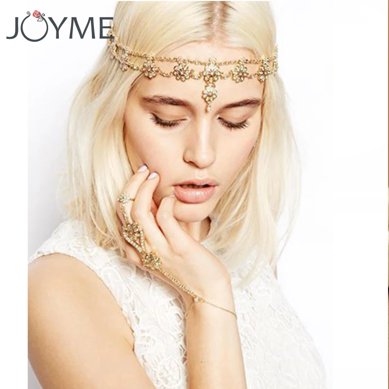 Бохо святая Эльфийская голова королевы цепи для женщин Цветок Hairwear головная