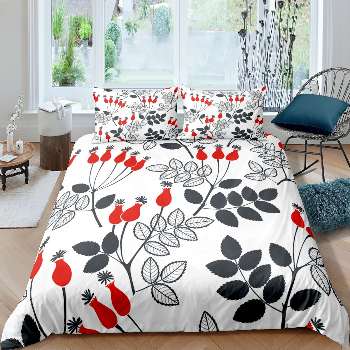

Flower Printing Duvet Cover Set Queen Size Quilt Cover Pastoral Style Bedding Set 2/3pcs Soft Comfortable Bed Covers For Bedroom