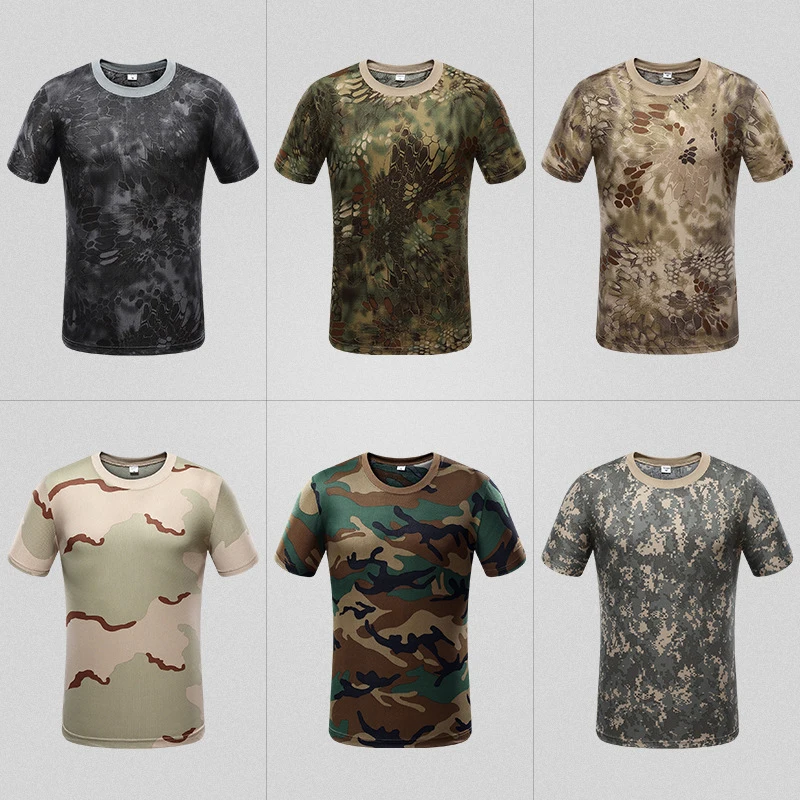 M 3XL Мужская камуфляжная армейская тактическая рубашка военная футболка с