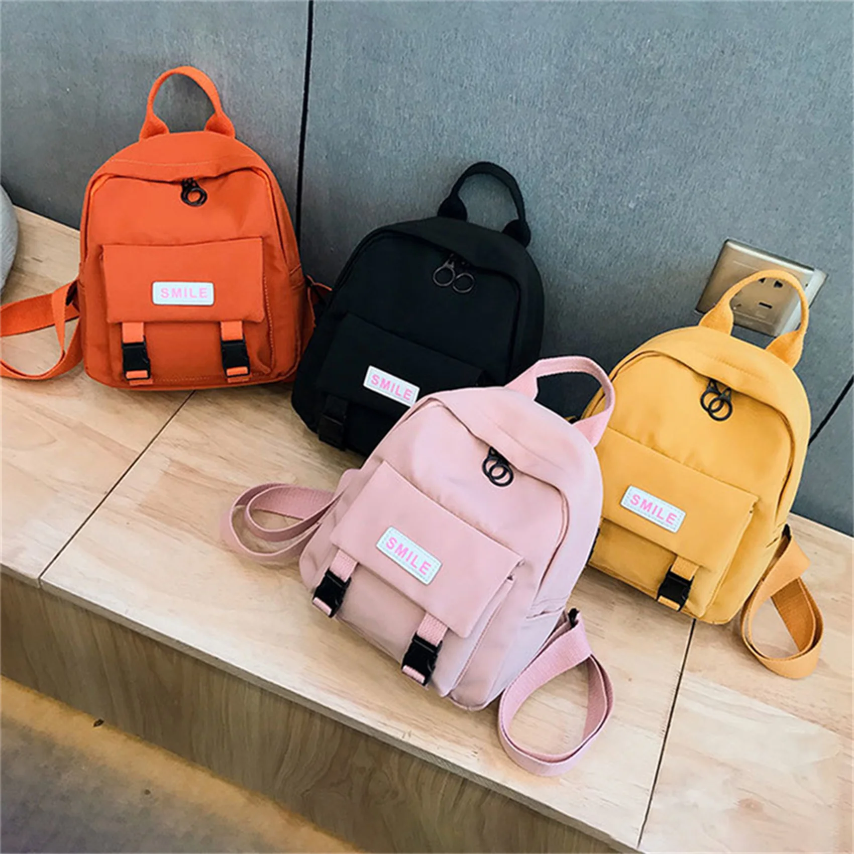 

4 Color Canvas Schoolbags For Teenage Girls Female Children Shoulder Bags New Trend Female Backpack Fashion Women Backpack