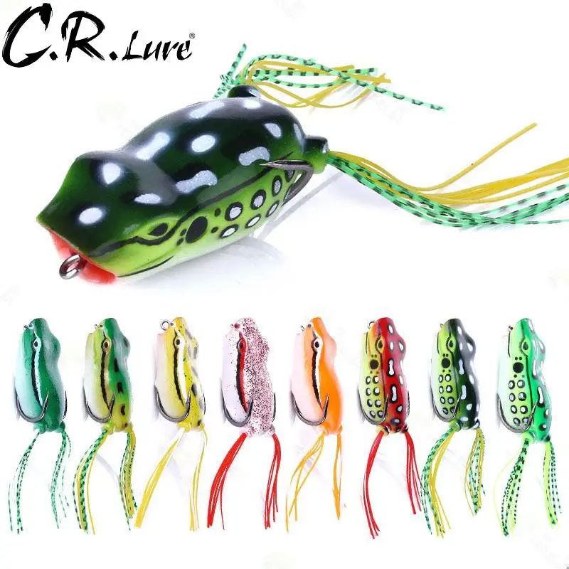 

1pc Fishing lure 12g Frog Bait Soft Tube Bait Plastic with Fishing Hooks Topwater Frog Artificial 3D Eyes