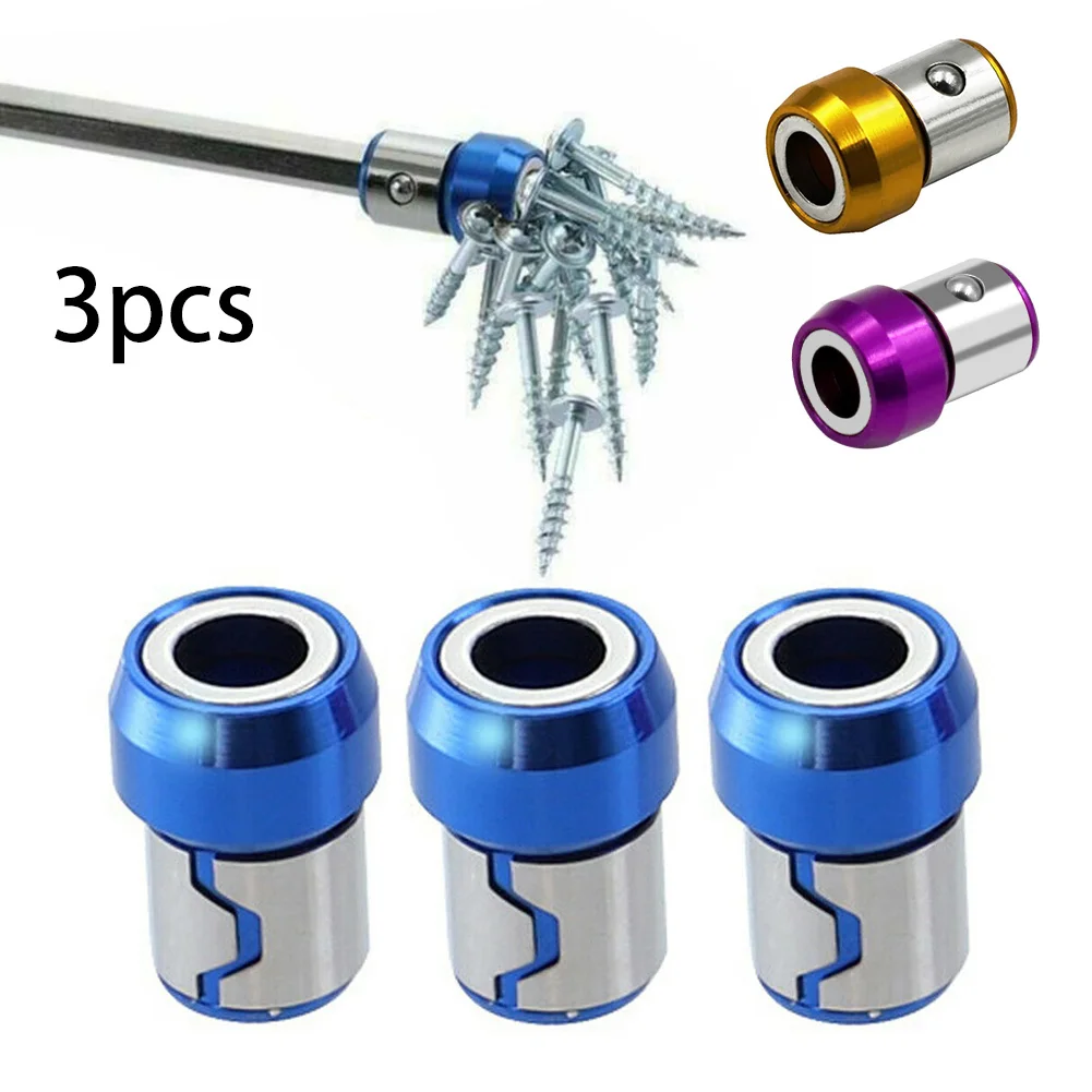 

3PCS Screwdriver Bit Magnetizer Ring Universal Removable Magnetic Steel Socket Set Hand Operated Tools 6.35mm Batch Head