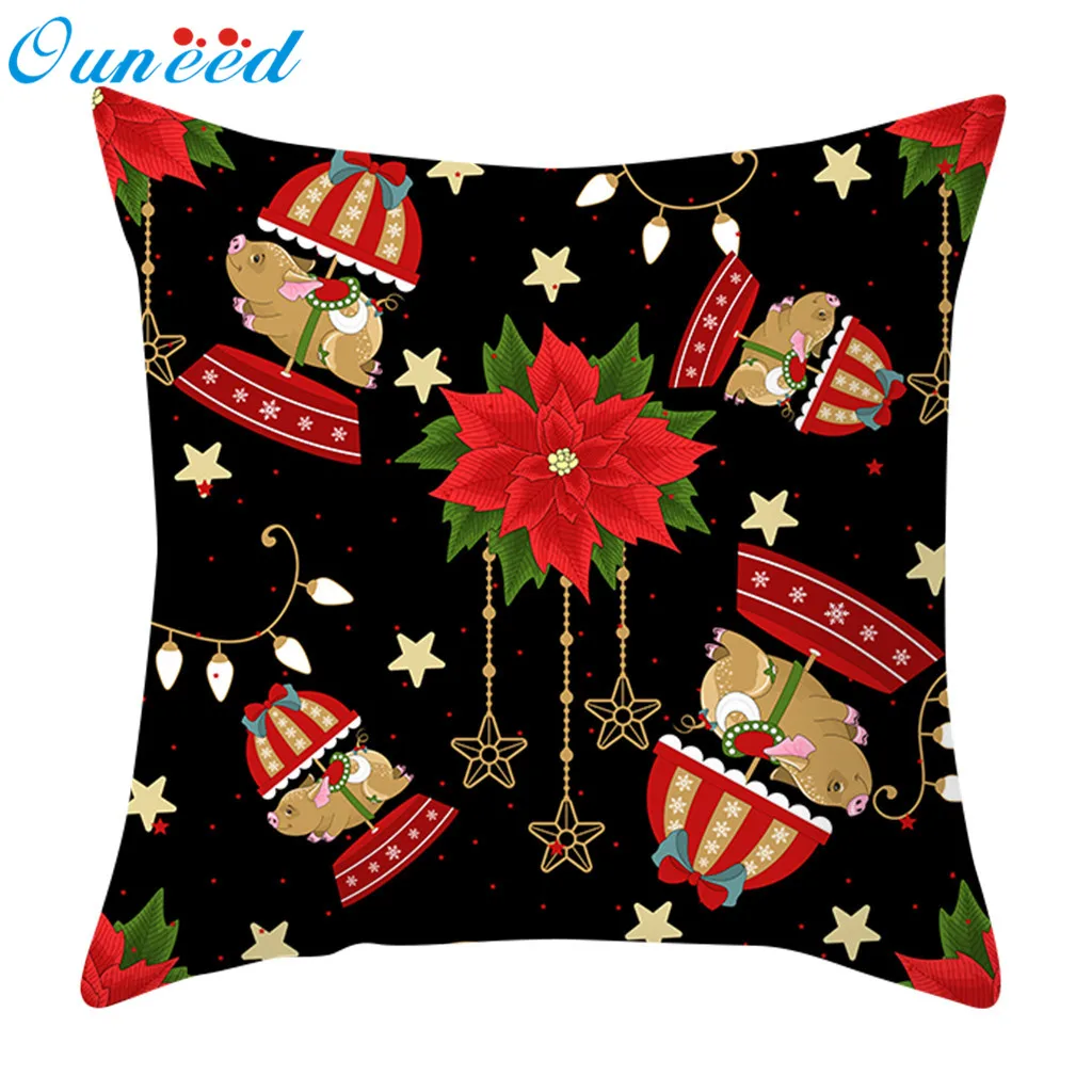 Ouneed Рождественский Чехол на подушку праздничный мультяшный принт наволочка для