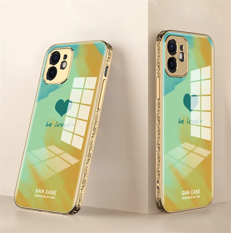 

Luxury Pattern Case for IPhone 12 Pro Cover Plating Carving Frame Hard Glass Back Cover for IPhone 12 Pro Max 5G Coques